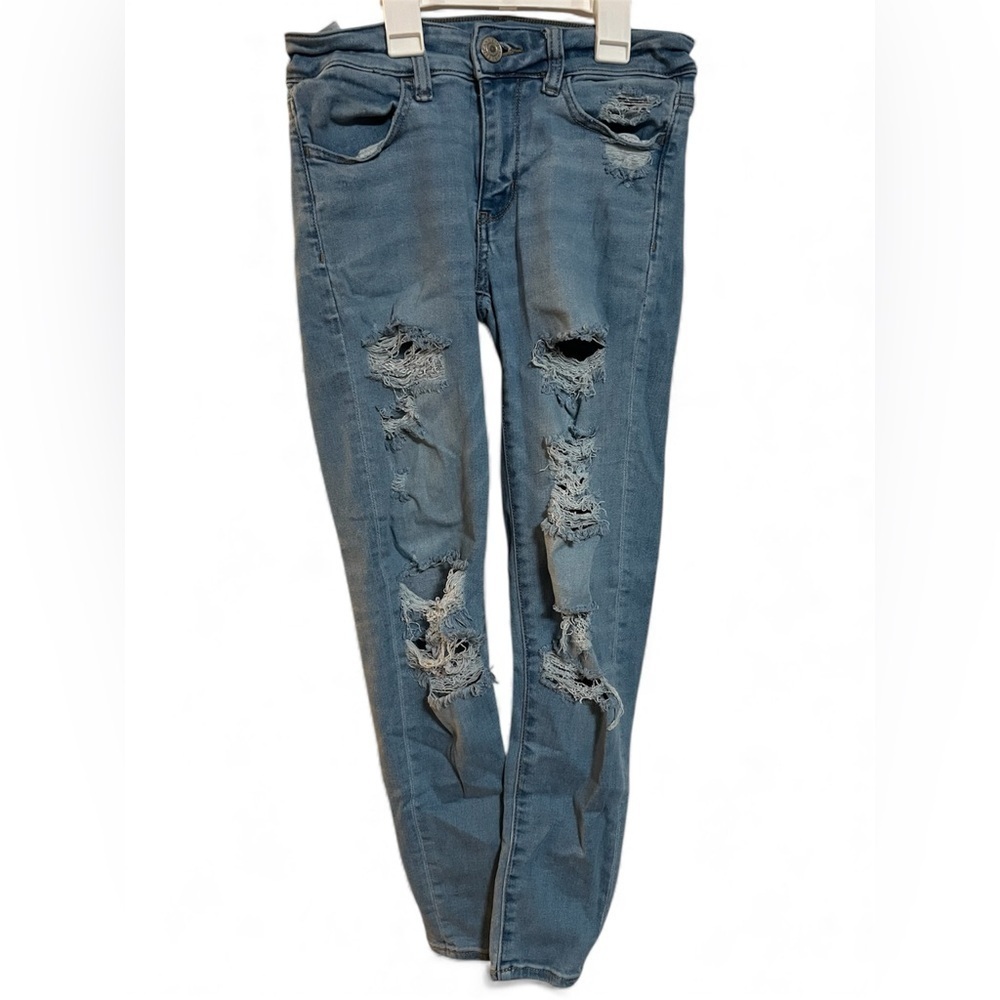 American Eagle Outfitters Ripped Blue Boyfriend Jeans Size 0